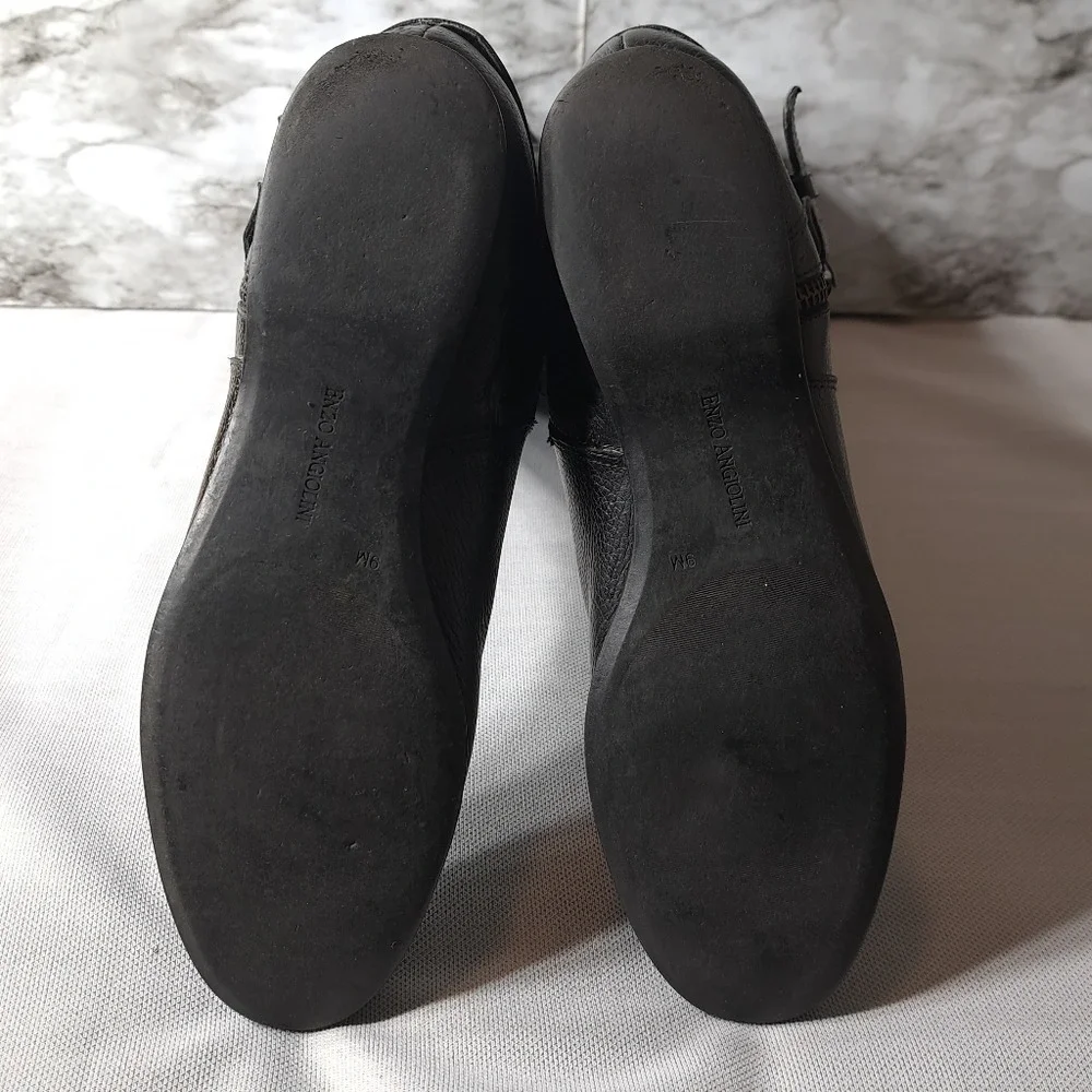Enzo Angiolini Women's Tall‎ Boots Black Leather Eazenzi Size 9M Riding Boots